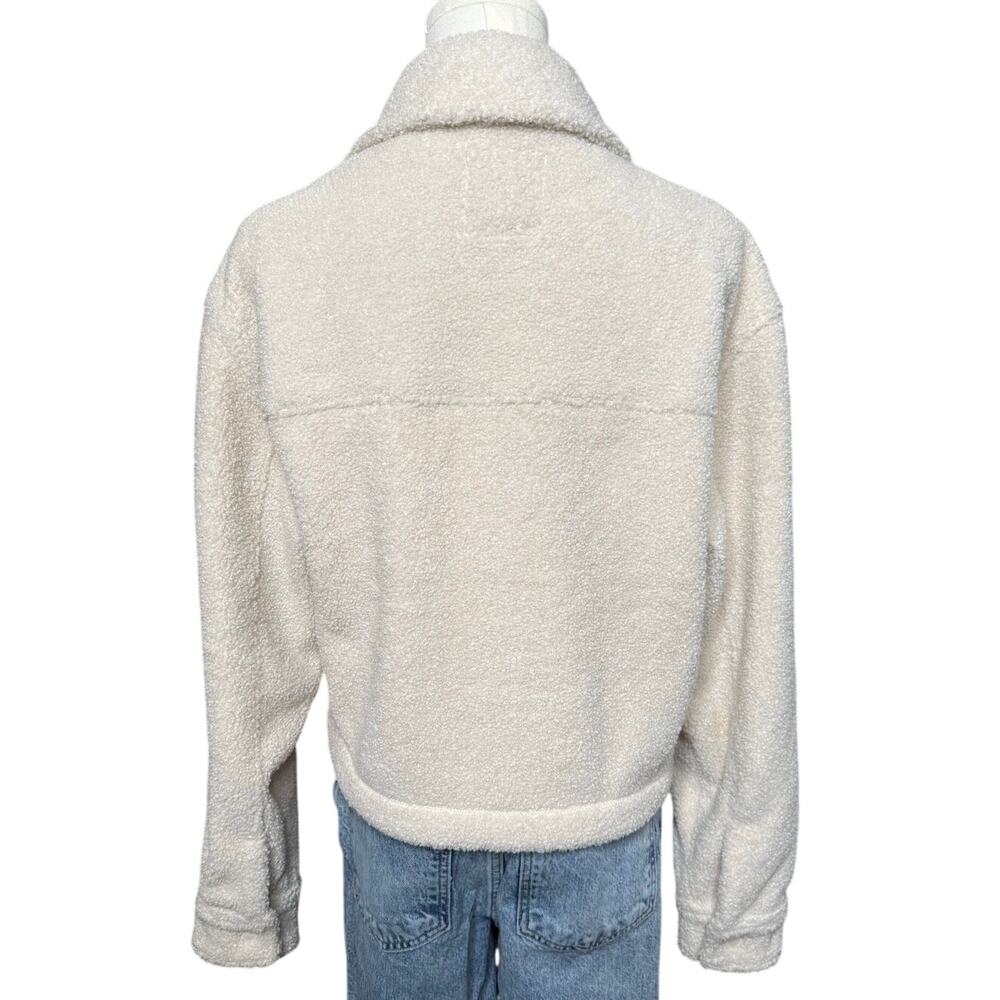 Abercrombie & Fitch Cropped Sherpa Fleece Teddy Jacket Shacket Cream Medium - Picture 3 of 12